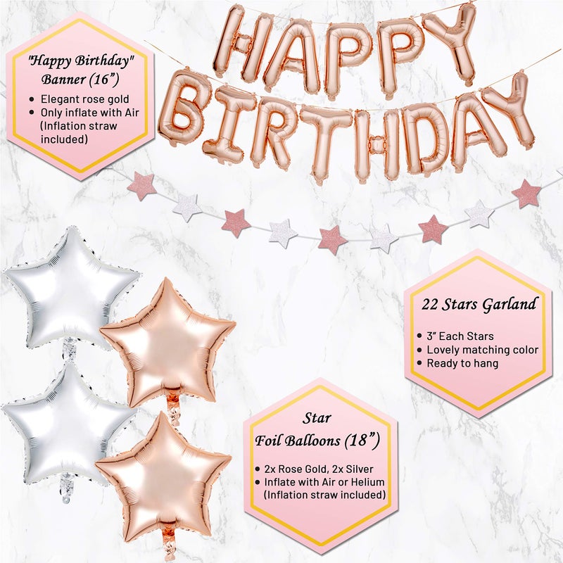 PartyHooman Sweet 16 Birthday Decorations Rose Gold With Sweet 16 Sash and Tiara Set, 2Pcs Backdrop, 25Pcs Pre-assembled Photo Booth Props, Balloons, Cake Topper | 16th birthday decorations for girls - Image 3
